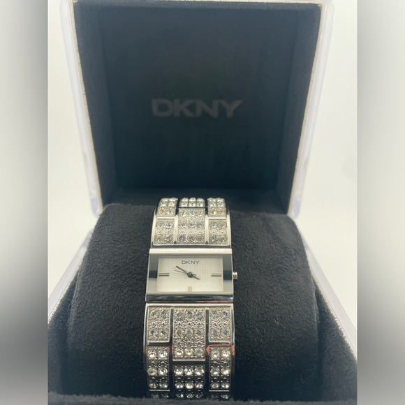 DKNY NY-3713 Crystal Pavé Cuff Bracelet Watch | Box + Extra Link - Picture 5 of 8